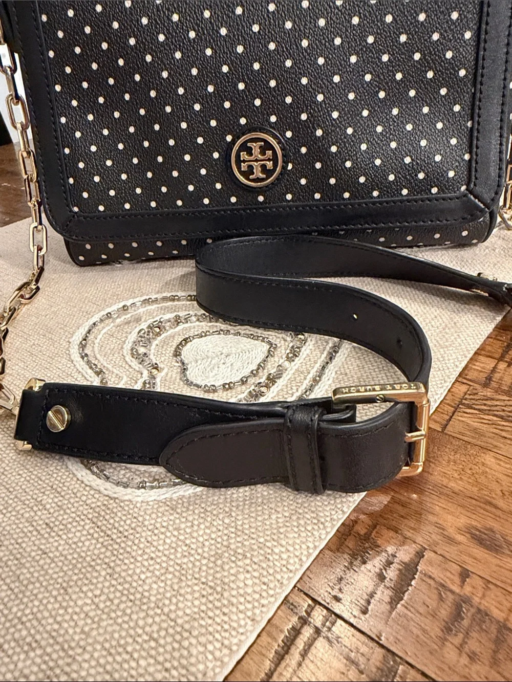 Tory Burch Kerrington Crossbody Viva Dot Bag with Gold Detailing